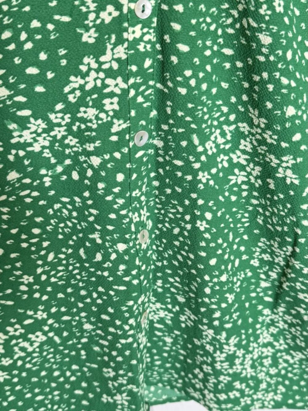 DKNY Floral Print Ruched Front 3/4 Sleeve Green Midi Dress Size 4 - Picture 13 of 14